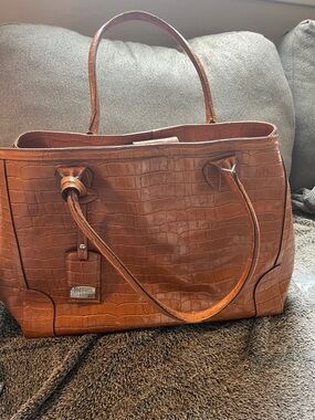 Claudia Firenze Italian  Croc embossed leather bag purse tote